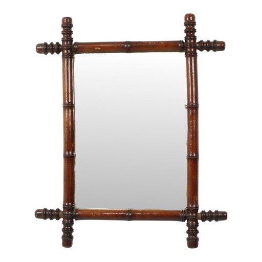 Specchio antico in legno effetto bambù stile Chinoiserie 63x52cm