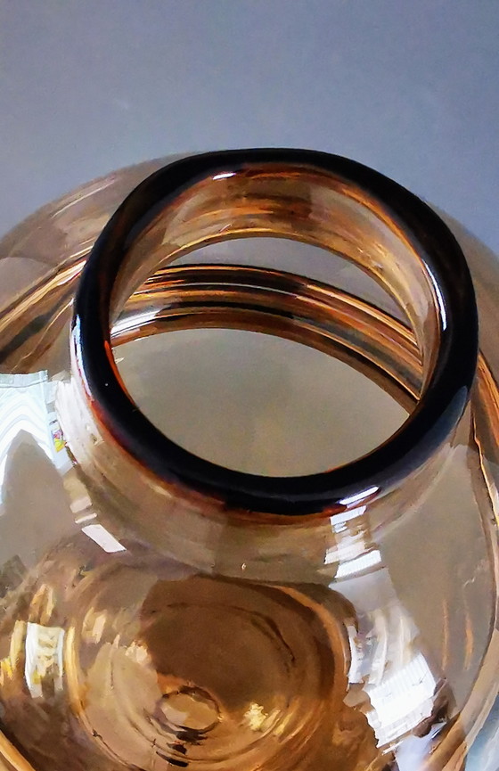 Image 1 of Japandi vaas, amberkleurige tint met gouden reflex,