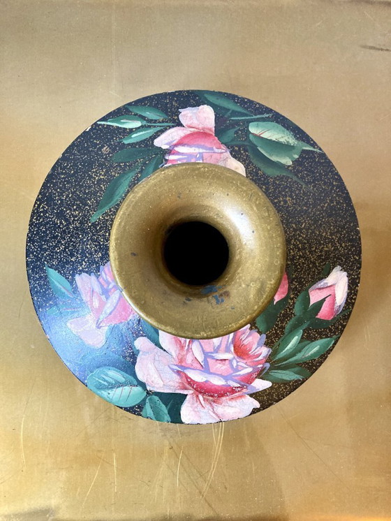 Image 1 of Signierte Terrakottavase mit Rosenmotiven, Frankreich, 1950er-1960er Jahre