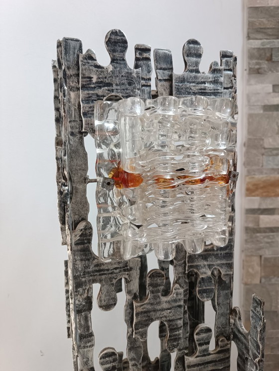 Image 1 of Brutalistische, skulpturale Stehlampe von Albano Poli für Poliarte, 1970