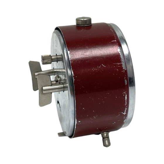 Image 1 of Burgundy PRIM Vintage mechanical alarm clock, FUNCTIONAL, Czechoslovakia, 1960s.