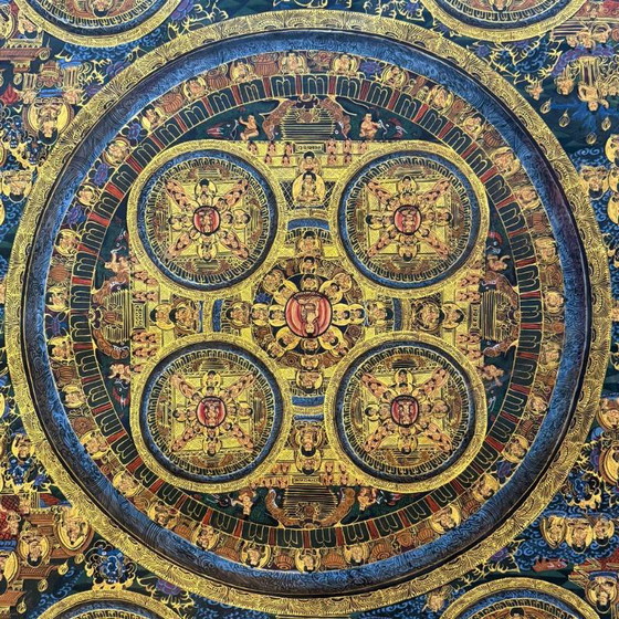 Vajradhatu Mandala Thangka – Rituelle Meditations-Thangka mit den Fünf Dhyani Buddhas (Lot 344) (photo 2 of 7)