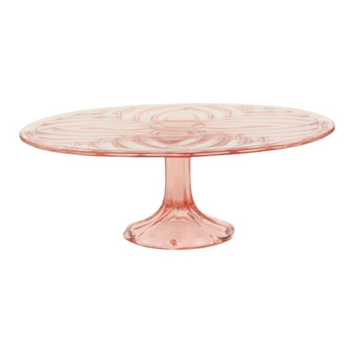 Pink Art Deco Cake Plate Pastry Dish