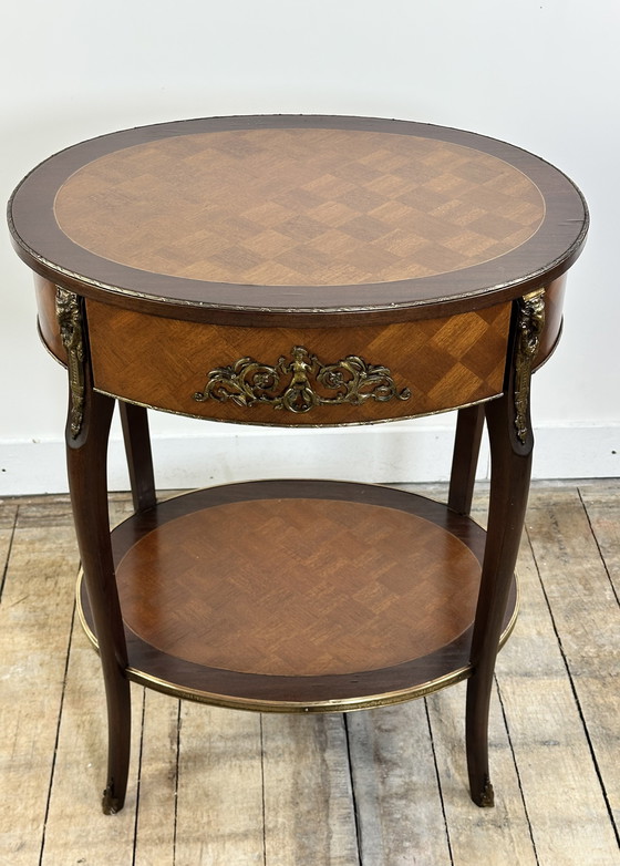Image 1 of Gueridon Table in the Louis XV Transition Style in Cube Marquetry