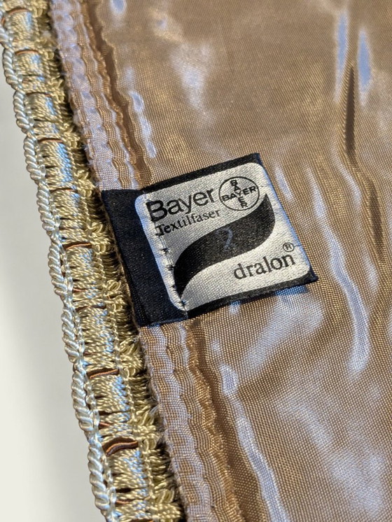 Image 1 of Runner da tavolo vintage di Bayer Textilfaser – dralon® – Marrone con finiture dorate – 107 × 36 cm