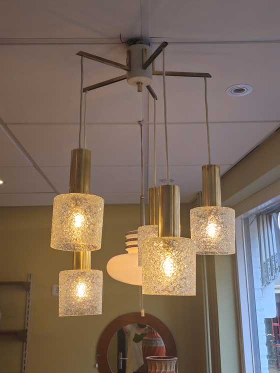 Image 1 of Lampada a sospensione a cascata vintage, lampada da soffitto in ottone