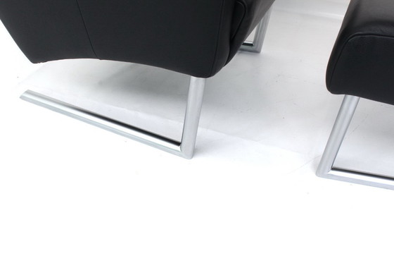 Image 1 of Come nuovo! Laauser Design Int. Cantilever Lounge Chair / Freischwinger Sessel con sgabello, pelle e base cromata