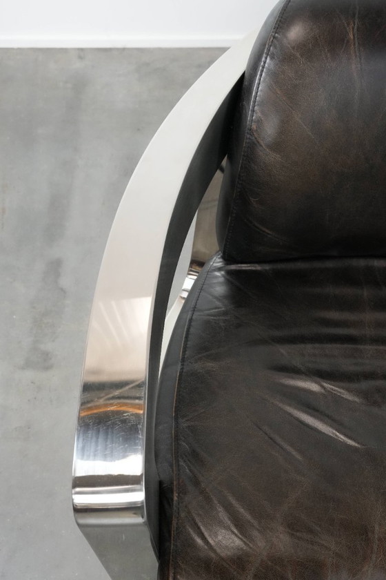 Image 1 of 2 poltrone di design Cowhide Aviator con struttura in alluminio