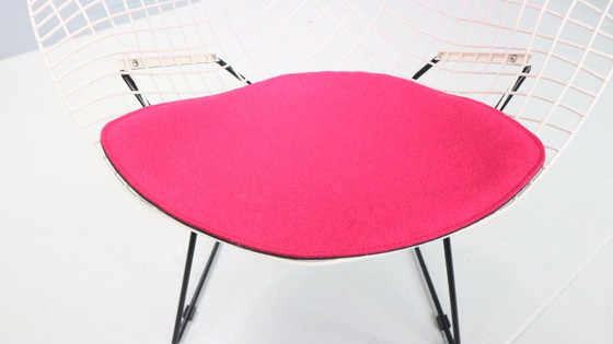 Image 1 of Silla Diamond de Harry Bertoia en metal blanco y negro y nuevos asientos años 60