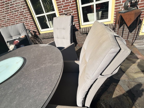 Caribbean Dinerset met ronde tafel, zweefparasol en 6 stoelen. – Tuinsets, Metal (photo 8 of 13)