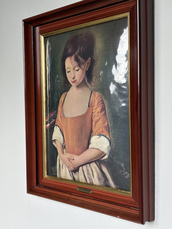 Image 1 of Vintage French Helca Metal Plaque – "Ecole Française" Portrait – Hand-Finished
