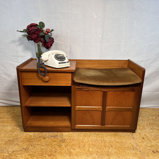 Mid-Century Retro Vintage Teak Telephone Seat by Parker Knoll 1960–1970 Stylish Utility | Iconic British Design | Functional