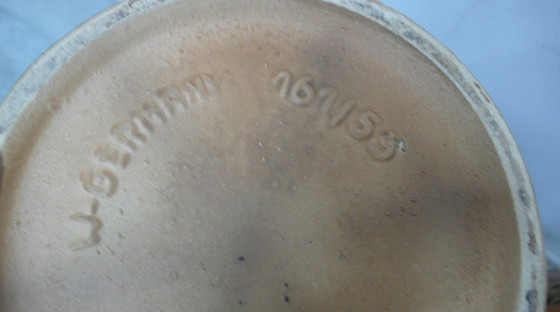 Image 1 of Ceramic floor vases, set of 2, very large, in beige-brown with Celtic / Germanic pattern, Westerwald Ikonen 50s