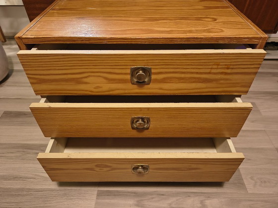 Image 1 of Chest of drawers (2 pieces) made of pine from the 1960s