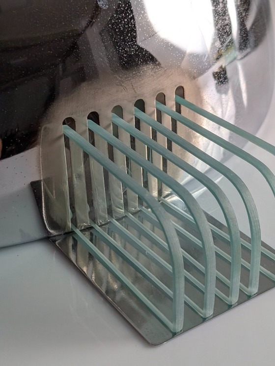 Image 1 of Pair of Italian Chrome and Thick Glass Sconces 1960s