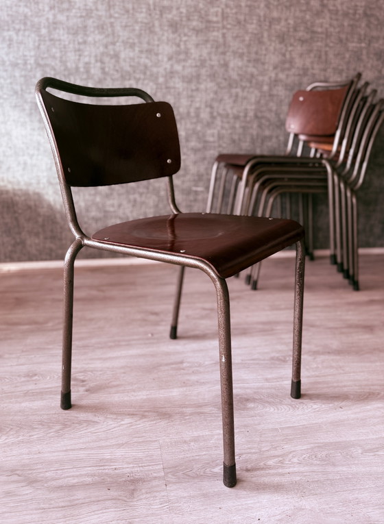 Image 1 of 6x Gispen ‘TU Delft’ 106 stoelen Pagholz, Nederland, jaren 1950
