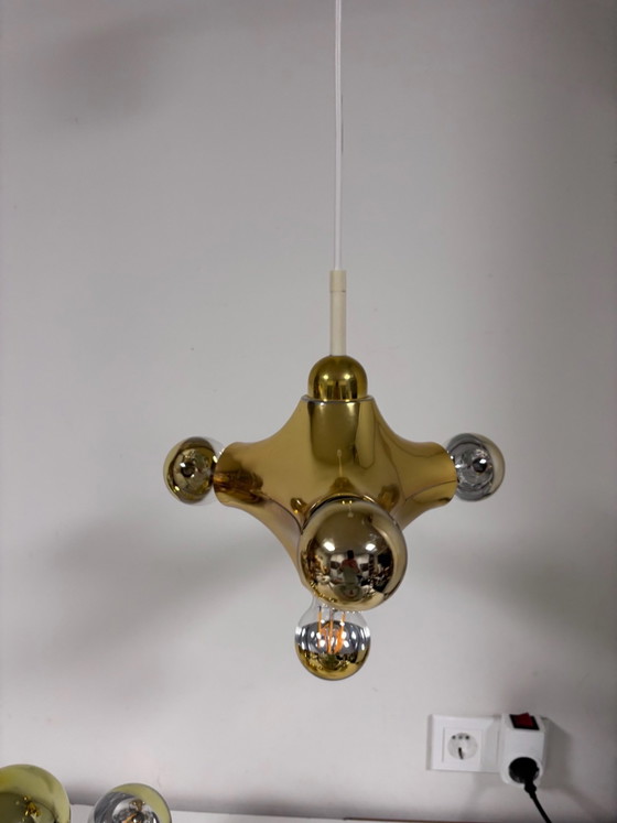 Vintage Cosack 'Gemini' Designer/Manufacturer: Gebrüder Cosack Molecule-Atomic Pendant lamp 1970s Gold, Metal (photo 2 of 14)