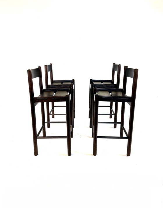 Image 1 of 4x Brutalist Bar Stools, Allmilmö '80