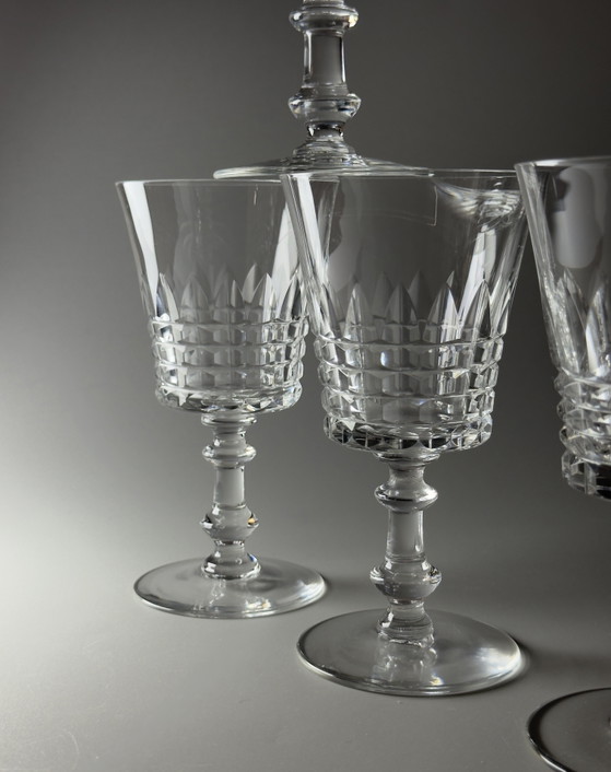 Image 1 of Val Saint Lambert “Service Esneux” set van 6 handgeslepen kristallen glazen - Art Deco