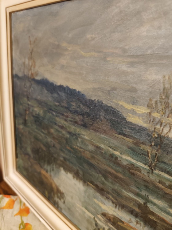 Beautiful vintage oil painting, Art, Wood, Canvas, Blue (photo 4 of 8)