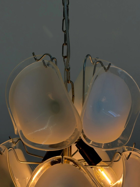 Gino Vistosi Murano Glass Chandelier with Glass Discs – Reading Lamp, Metal, Chrome, Italian Design (photo 7 of 13)