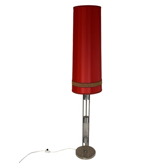 Image 1 of Richard Essig - Floor lamp - Space age design - Crystal glass, chrome and fabric covered shade
