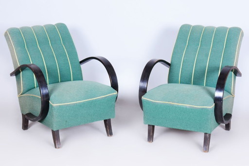 Pair of Original Art Deco Armchairs, Jindrich Halabala, UP Zavody, Czech, 1930s – fauteuils, Textile, Wood