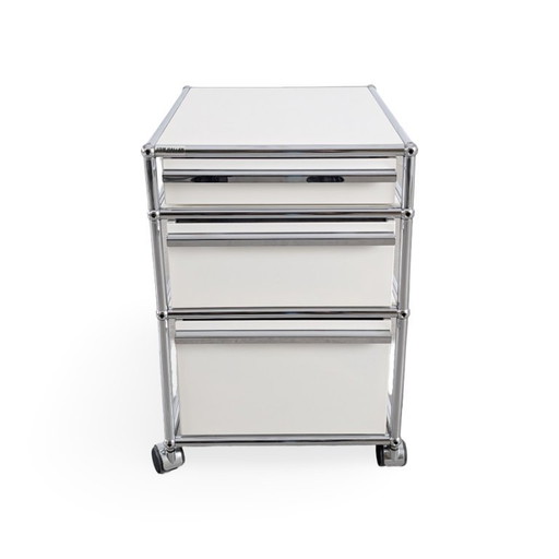 Armoire de bureau roulante USM Haller blanche Fritz Trolley2