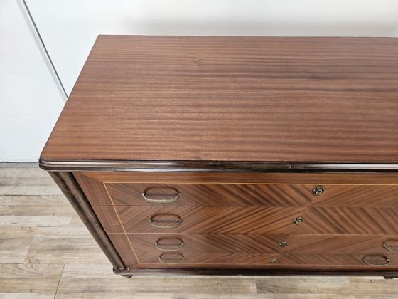 Image 1 of Cómoda de los años 80 en nogal, palisandro y arce.