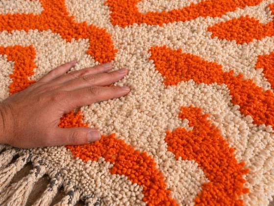Image 1 of Magnifique Tapis de passage artisanal orange 300cmx90cm 