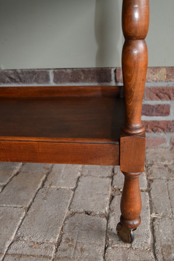 Image 1 of Antique Oak Wooden Tea Trolley