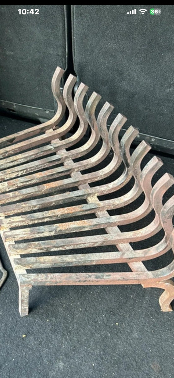 Grande griglia e attrezzi per camino in ferro battuto pesante – Stile grezzo e rustico – Decorazione, Iron (photo 4 of 5)