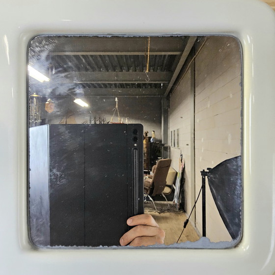 Image 1 of Appendiabiti da parete arancione vintage/spaziale con specchio (anni '70) appendiabiti in plastica e specchio