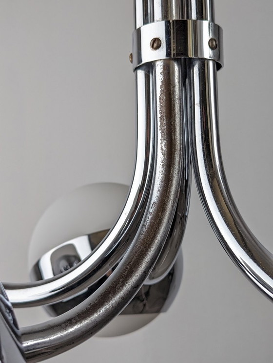 Image 1 of Stilnovo Chrome Chandelier with Glass Spheres, Italy, 1960s