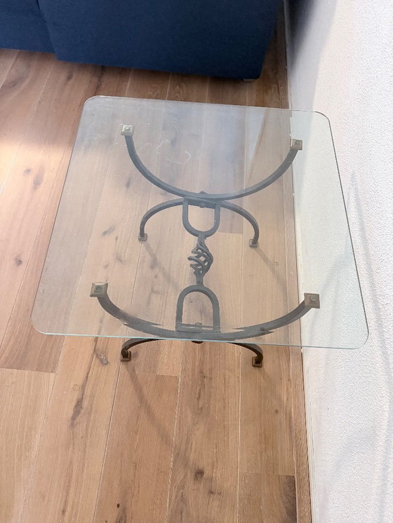 Image 1 of Table d'appoint vintage en fer forgé faite à la main
