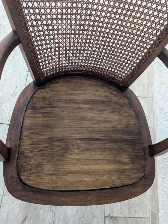 Image 1 of Poltrona antica in noce e canna di Gio Ponti di ispirazione italiana