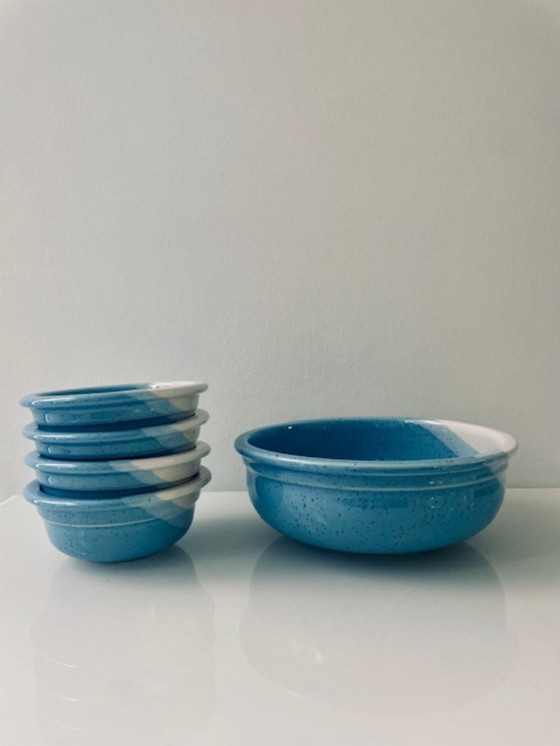 Image 1 of Kultakeramiikka Finland tray set blue/white (5-piece)