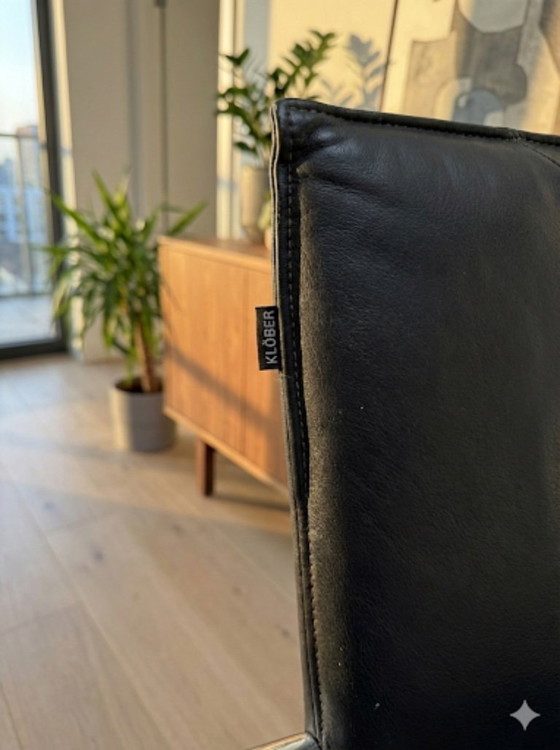 Image 1 of Set of 5: Klöber Ciello cantilever chairs – Black leather & chrome