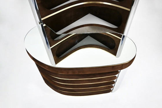 Image 1 of Bar set with 2 stools in the style of Willy Rizzo, 1970s