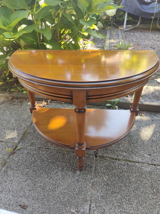 Cherry wood crescent coffee table