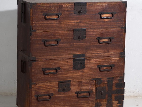 Antique Tansu chest of drawers with small door - Meiji / Taishō Period (c. ) #33 – Sideboard cabinet (photo 2 of 40)