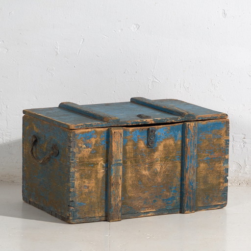 Antike blaue Truhe im primitiven Stil (ca. 1920) #14