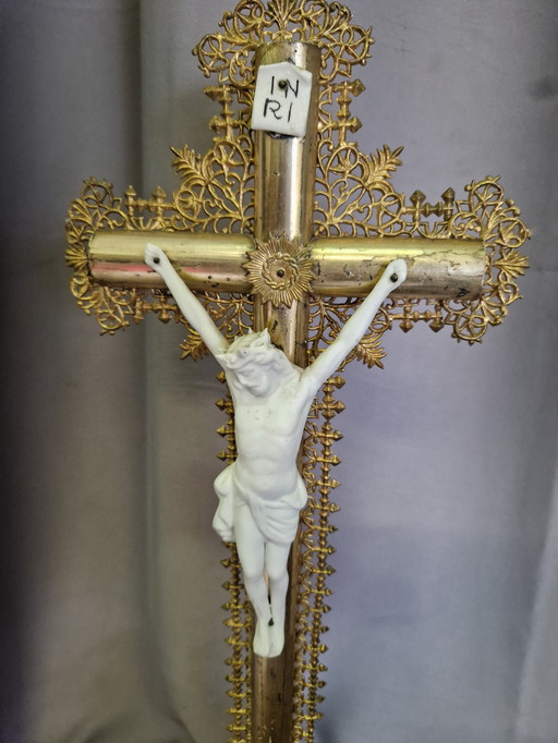 Large crucifix with bell jar