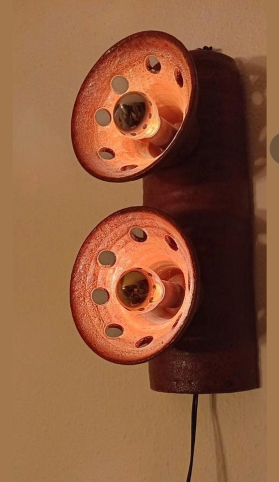 Image 1 of Vintage Brutalist Wandlamp Jaren 70 space age Fatlava 