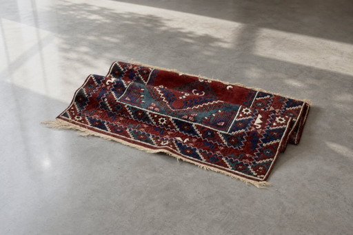 Vintage Red Hand-Woven Oriental Afghan Rug, 1970s – decoratieve objecten, Wool (photo 2 of 13)