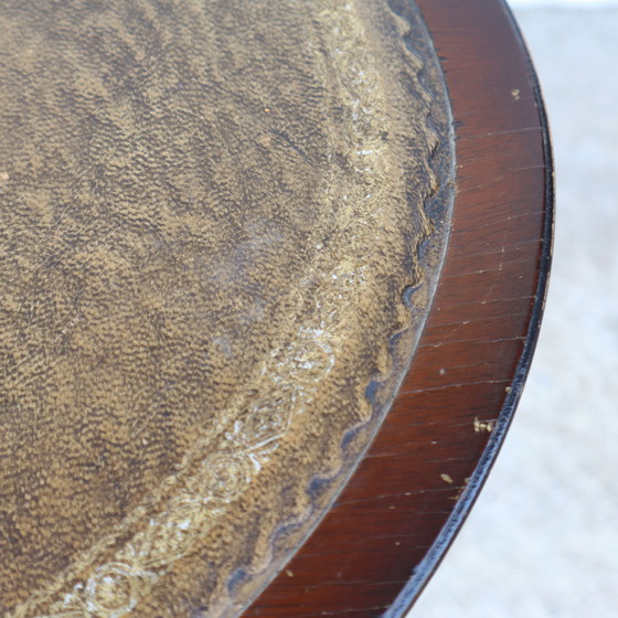 Image 1 of Consolle francese vintage in legno - Tavolino in pelle goffrata - Stile Napoleone III. - 60s