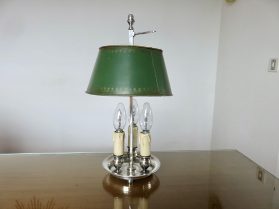 Image 1 of Antique French bouillotte lamp in chromed bronze and lacquered sheet metal, 1930