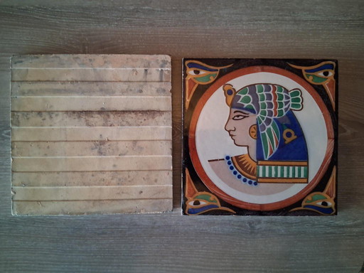 Unique Set of 9 Art Deco 'Egyptian Revival' Wall Tiles – ca. 1923