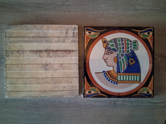 Image 1 of Unique Set of 9 Art Deco 'Egyptian Revival' Wall Tiles – ca. 1923
