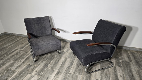 Image 1 of Bauhaus-Chromsessel S411 von Willem Hendrik Gispen für Mücke Melder, 2 Exemplare